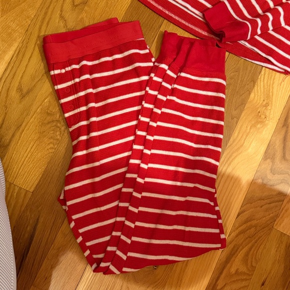 Pajamas Valentine’s Day red white thermal striped target long underwear M L 8 10 - Picture 5 of 10